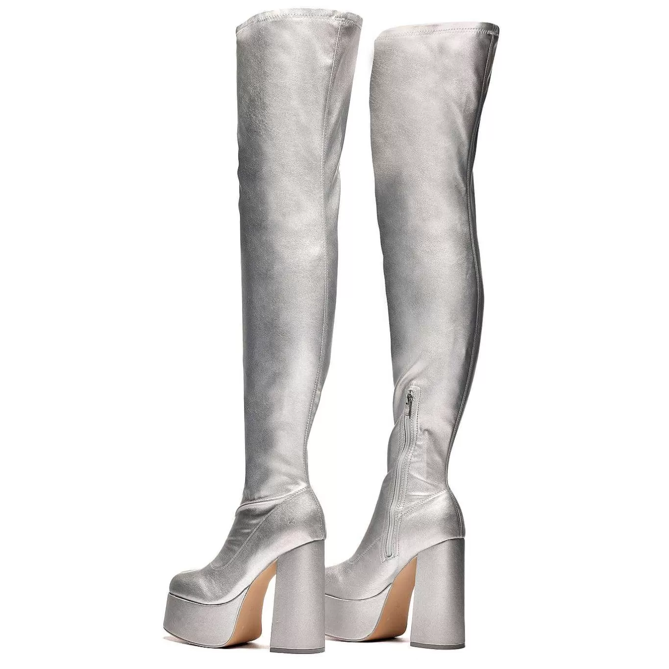 Women'S KOI footwear The Redemption Plus Size Thigh High Boots - Silver